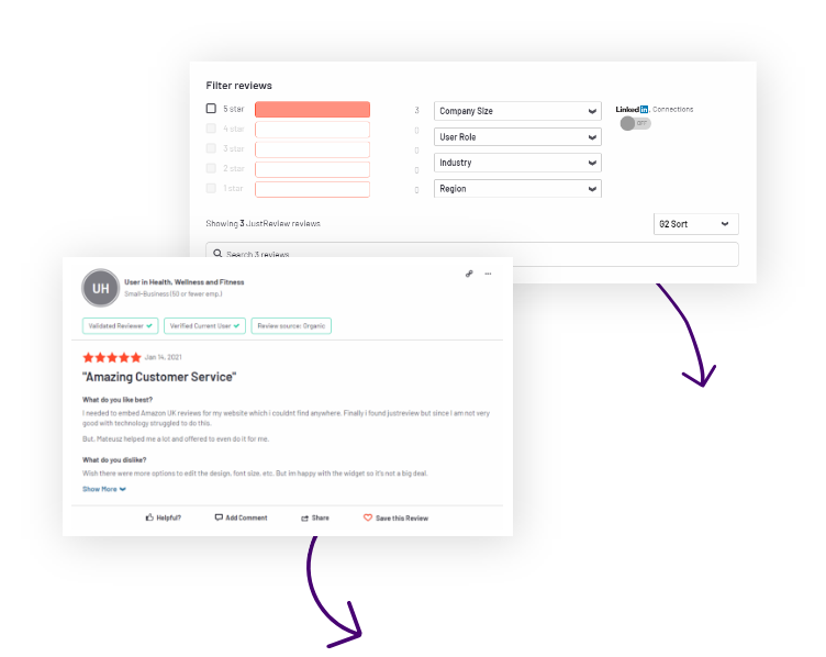 banner with reviews from g2