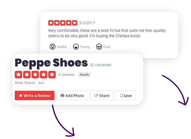 banner with reviews from yelp