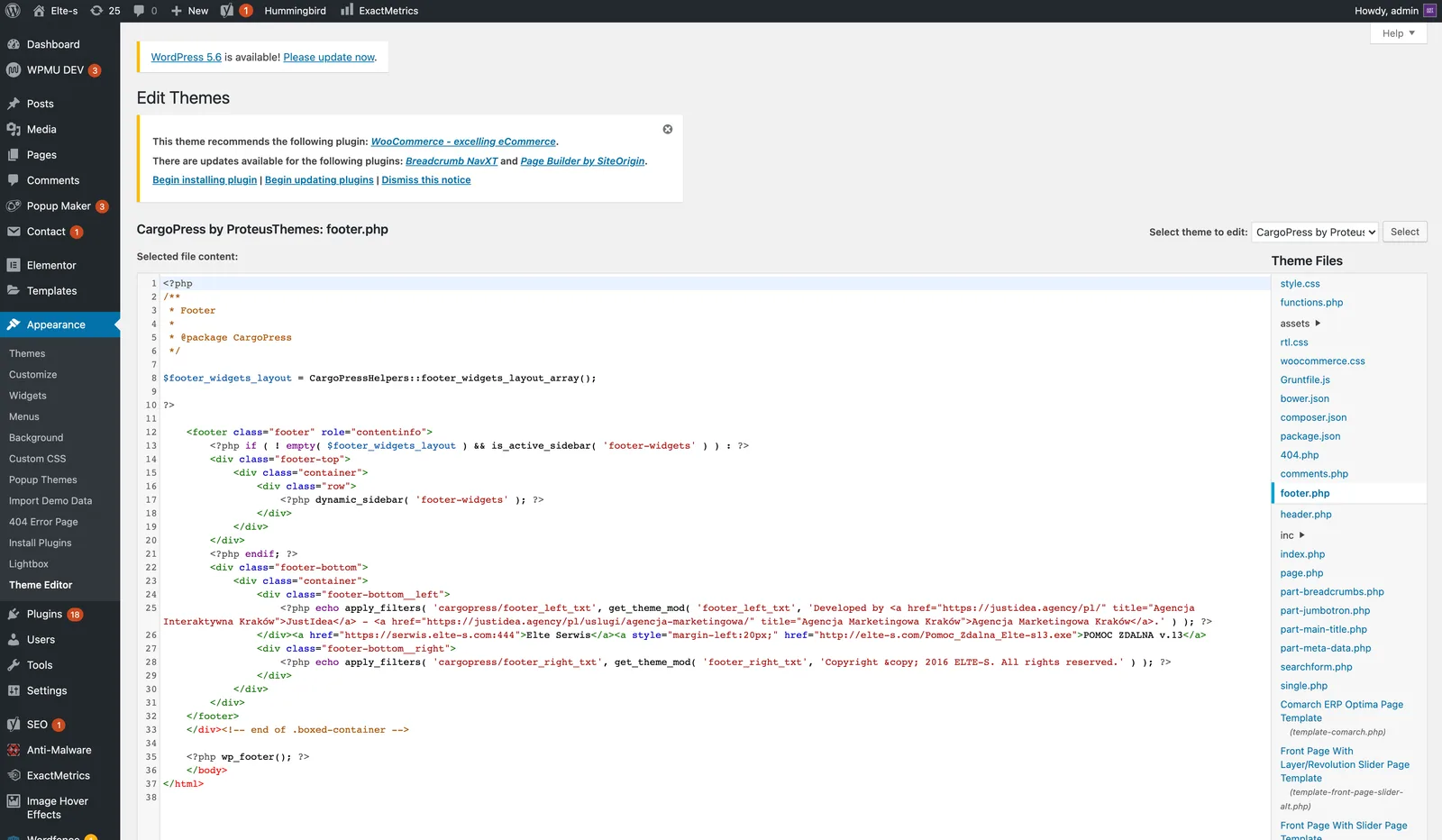 WordPress: Appearance, Theme File Editor - one of the four places the snippet can go